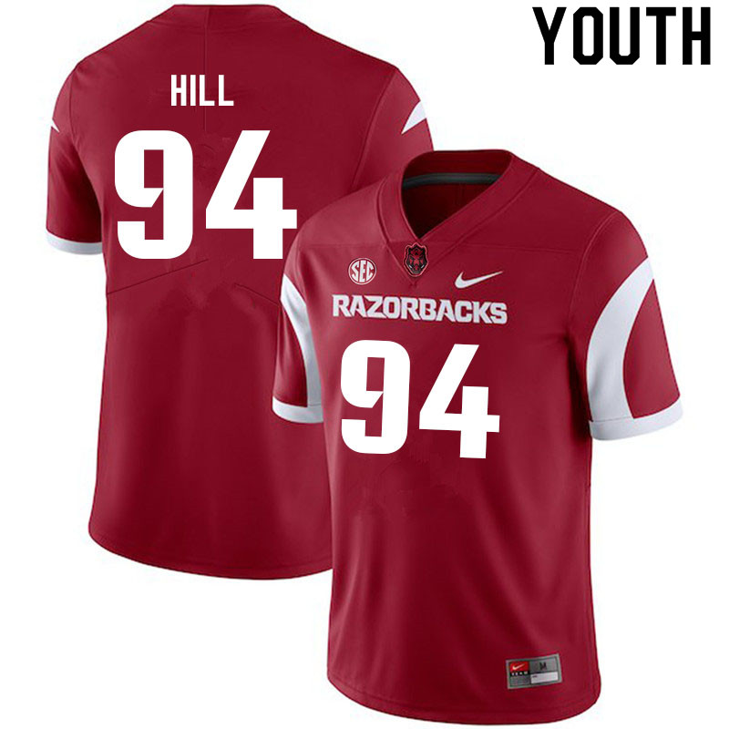 Youth #94 Jon Hill Arkansas Razorbacks College Football Jerseys Sale-Cardinal